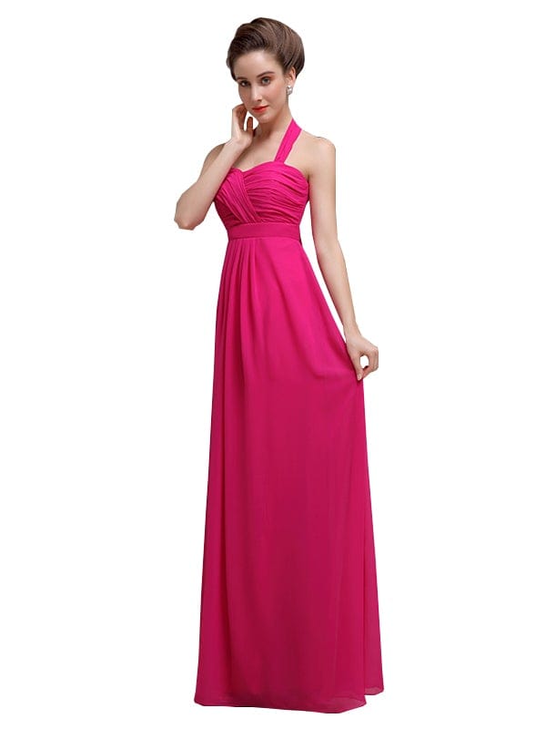 Elegant Sweetheart Halter Long Bridesmaid Dresses