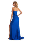Sexy Mermaid Sweetheart V-Neck Side Slit Stretchy Jersey Long Bridesmaid Dresses