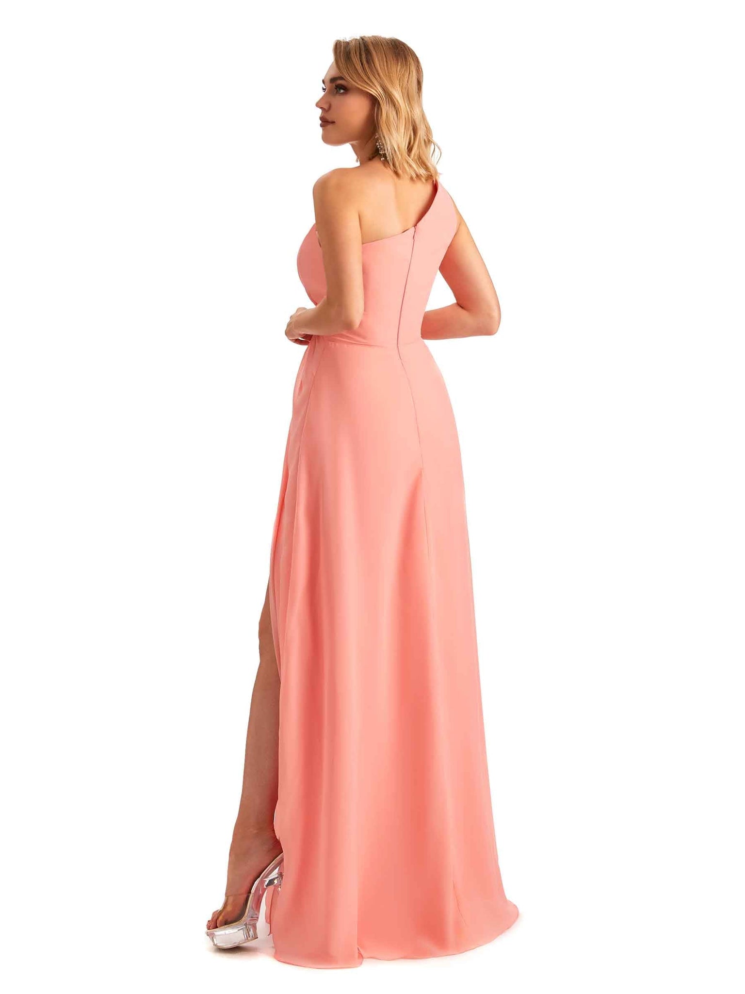 Elegant Chiffon One Shoulder A line Long Mother of the Brides Dresses UK Slit