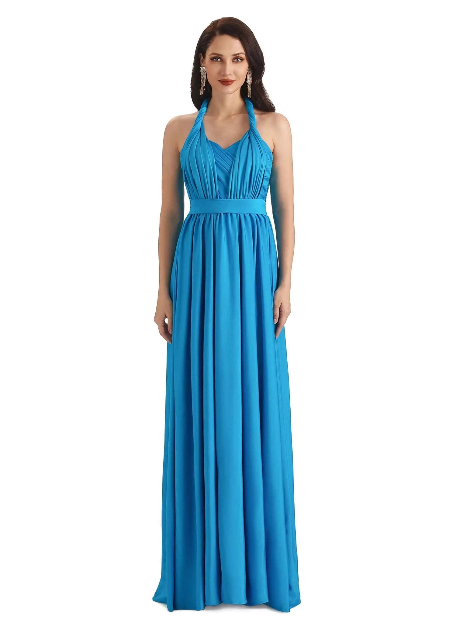 Convertible A-line Stretchy Jersey Long Formal Prom Dresses Online