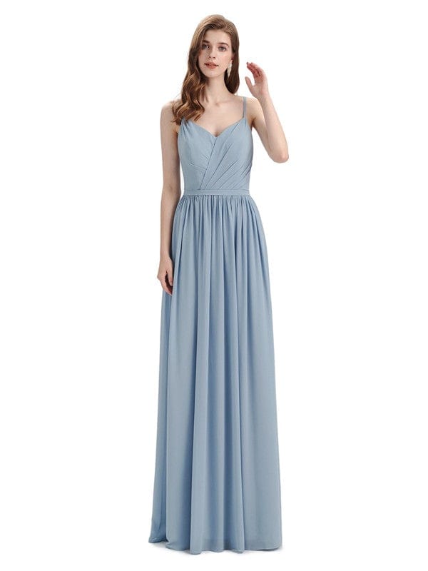 Sexy Side Slit A-line Chiffon Backless Unique Long Bridesmaid Dresses Online UK