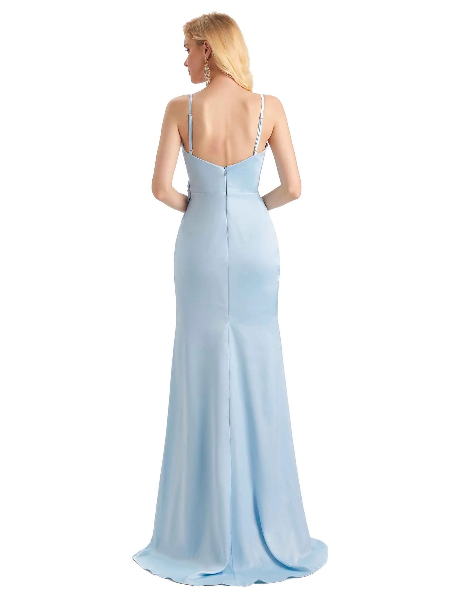 Sexy Side Slit Long Formal Mermaid Soft Satin Prom Dresses 2023