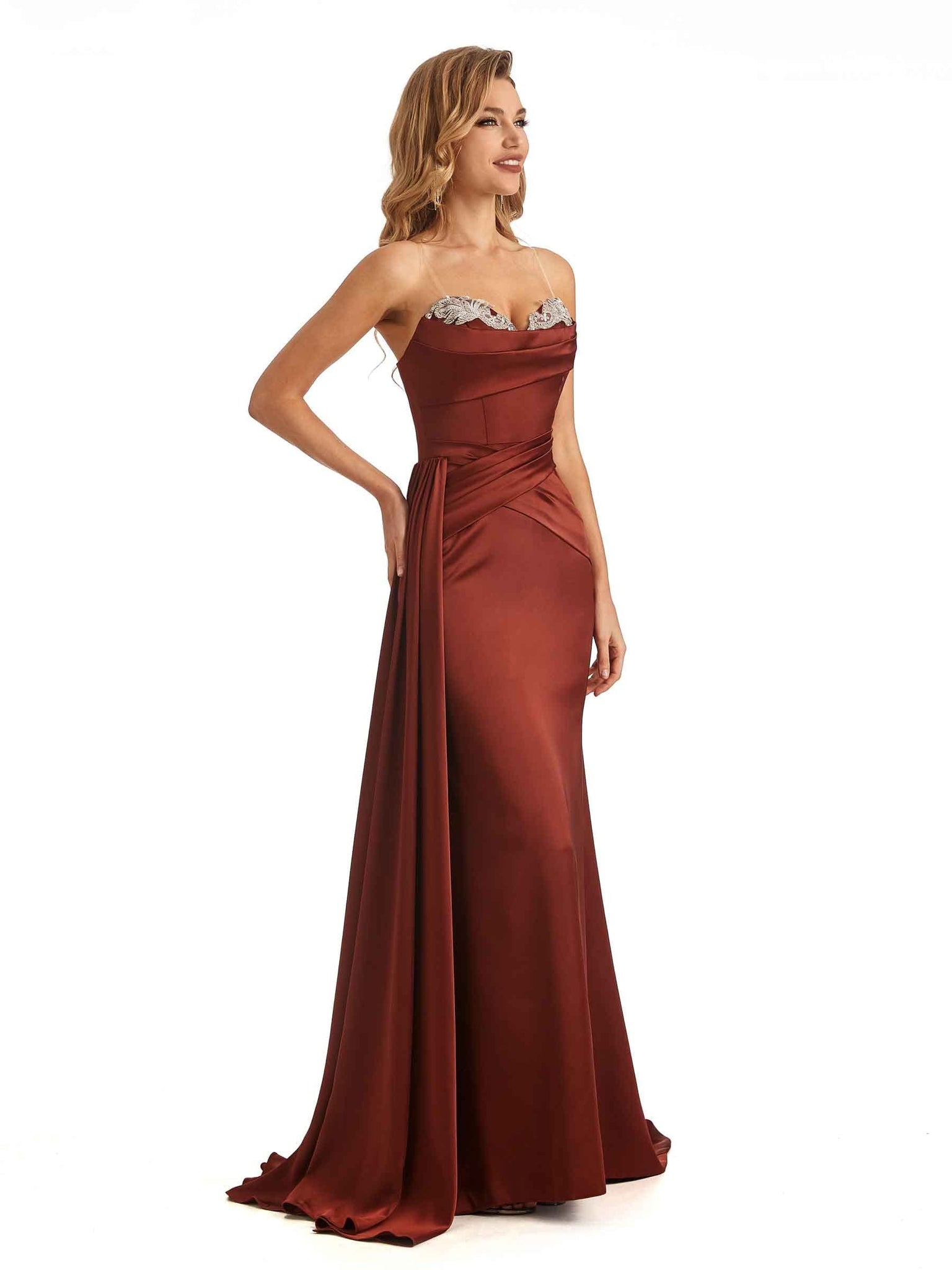 Elegent Soft Satin Sweetheart Long Mermaid Wedding Bridesmaid Dresses Online