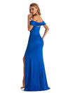 Sexy Mermaid Off Shoulder Side Slit Stretchy Jersey Long Bridesmaid Dresses