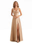 Sexy Soft Satin Side Slit A-Line Floor-Length Bridesmaid Dresses With Bow