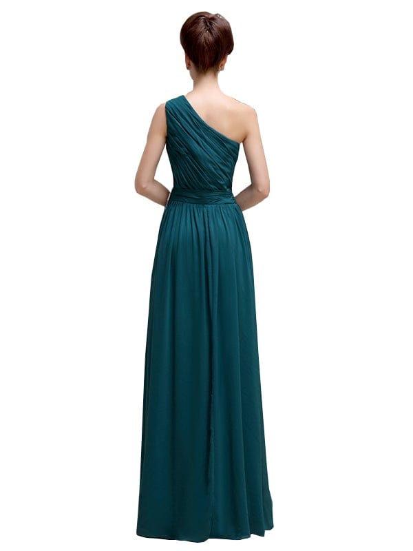 Simple One-shoulder Chiffon Long Bridesmaid Dresses