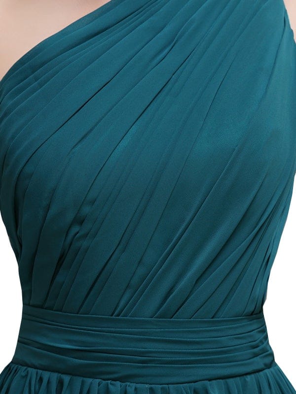 Simple One-shoulder Chiffon Long Bridesmaid Dresses