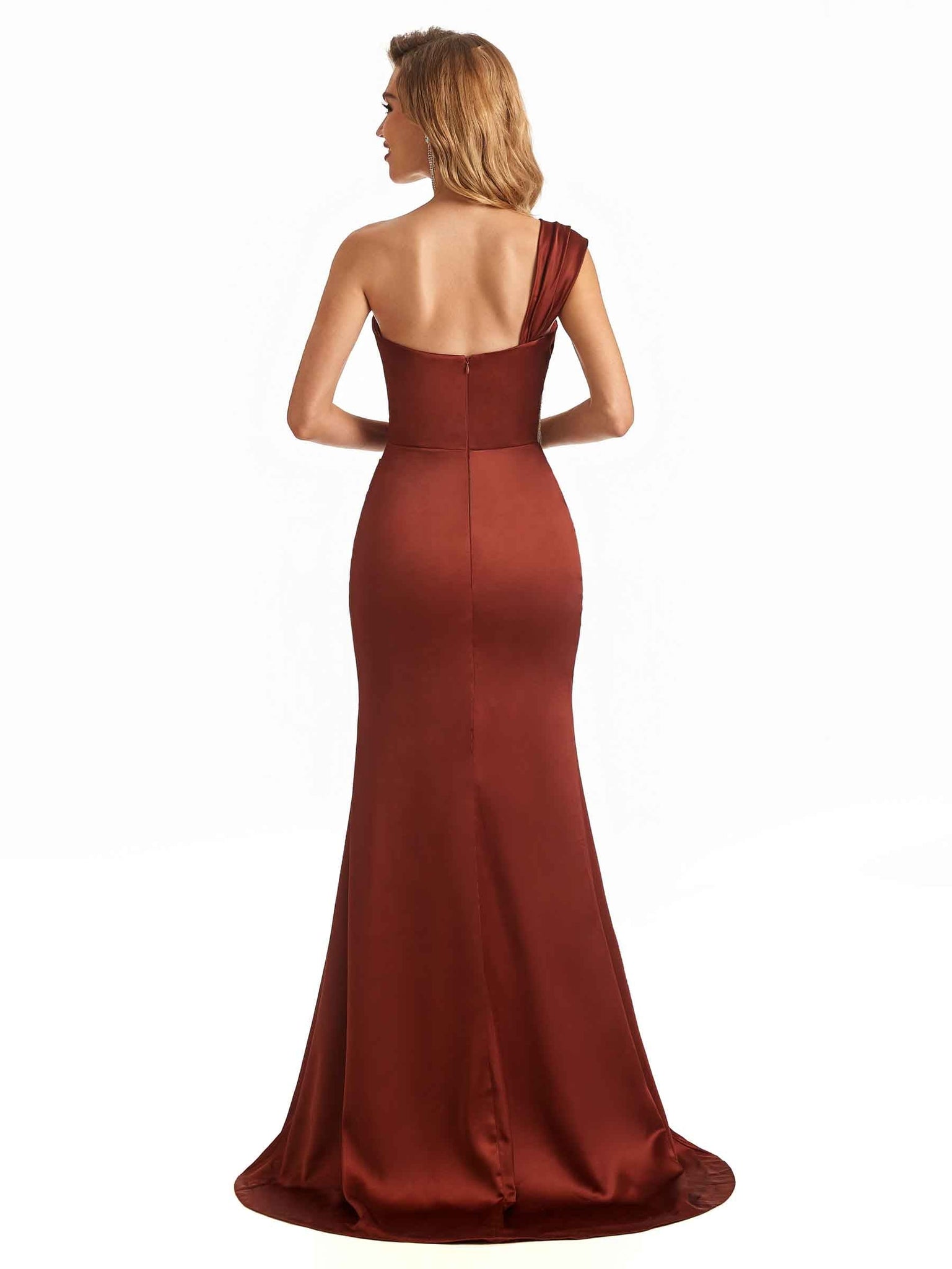 Sexy Soft Satin Lace One Shoulder Mermaid Bridesmaid Dresses Online