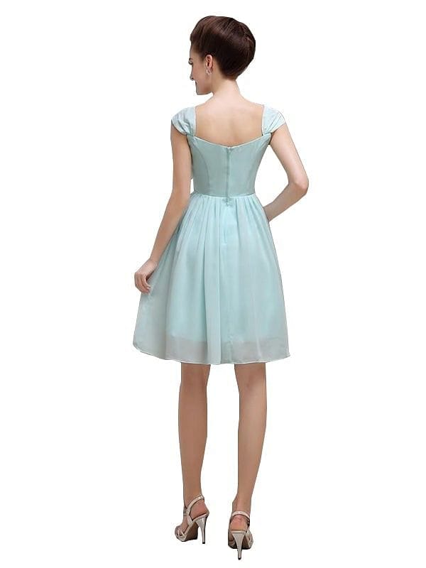 Simple Chiffon Knee-length Short Bridesmaid Dresses