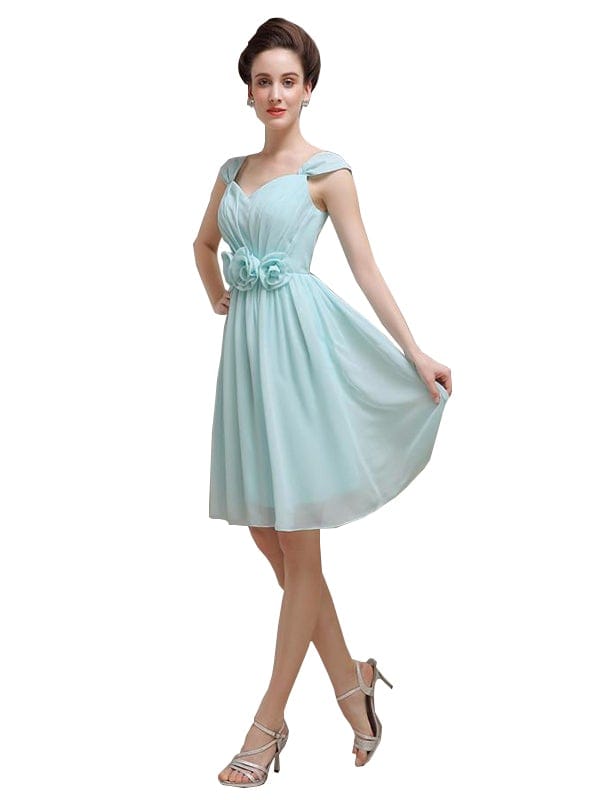 Simple Chiffon Knee-length Short Bridesmaid Dresses