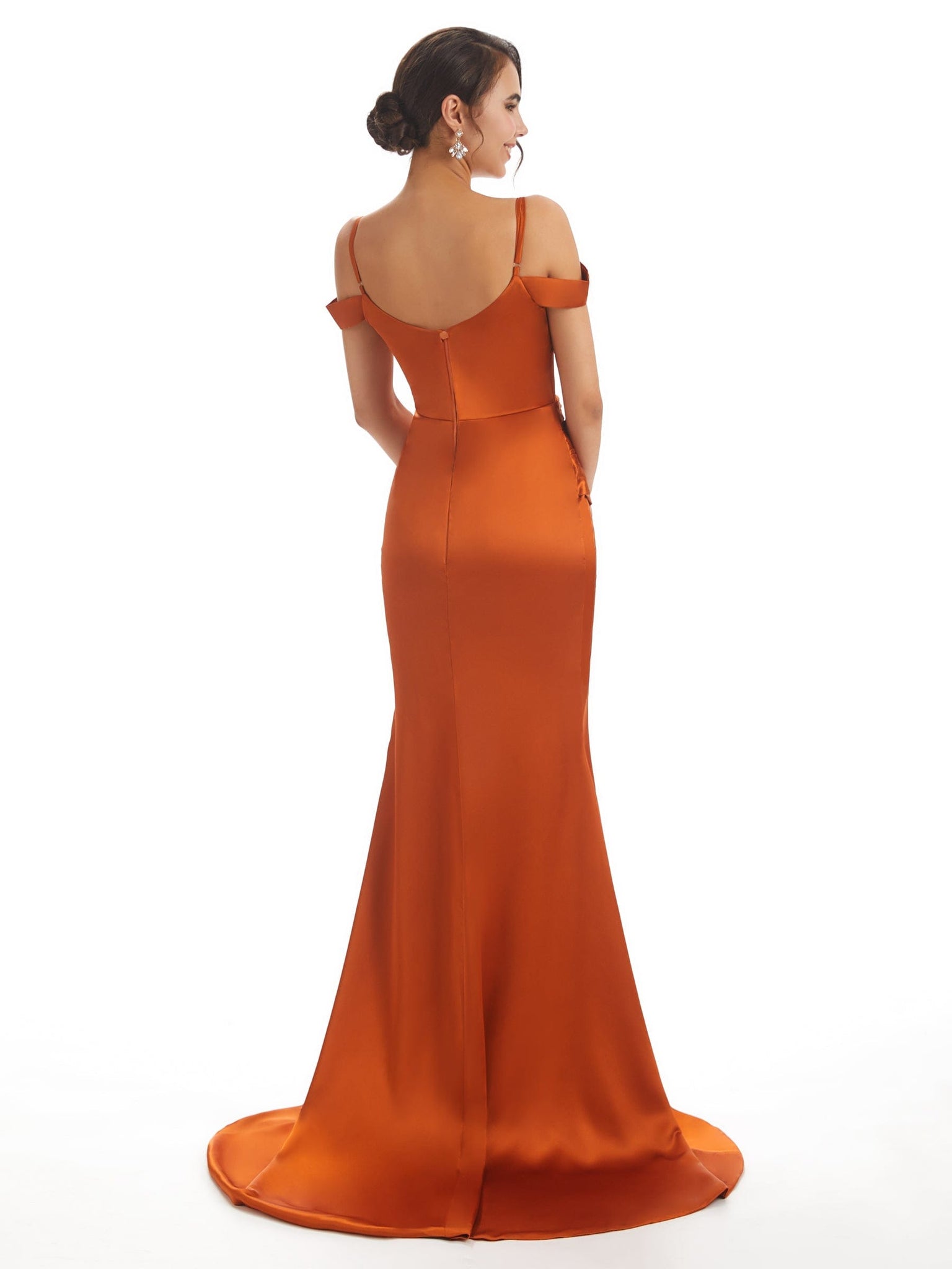 Sexy Off The Shoulder Soft Satin Side Split Long Mermaid Prom Dresses