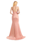 Sexy Side Slit Satin Mermaid V-neck Maxi Long Prom Dresses Online