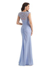 Elegant Chiffon Sheath Queen Ann Floor Length Long Mother of The Bride Outfits