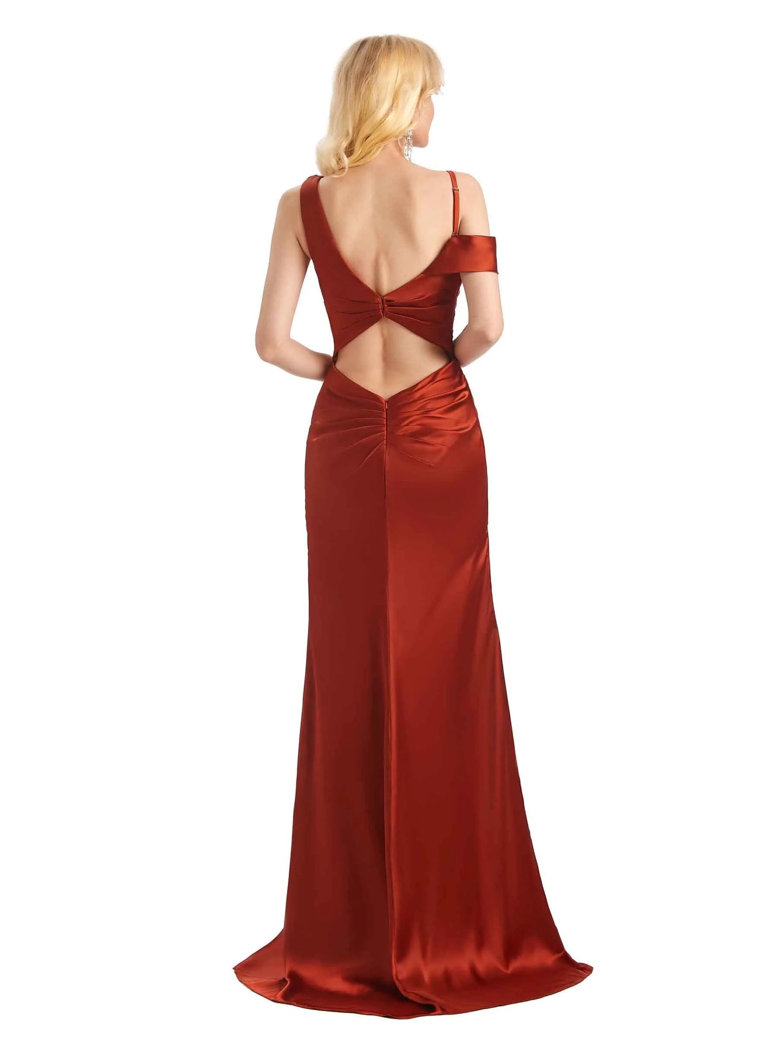 Sexy Side Slit Off The Shoulder Mermaid Floor-Length Long Soft Satin Prom Dresses