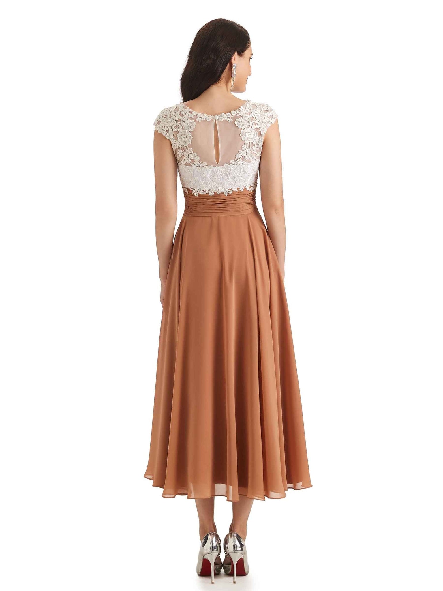 Elegant Tea Length Short Midi Flowy Mother Of The Bride Dresses Online UK