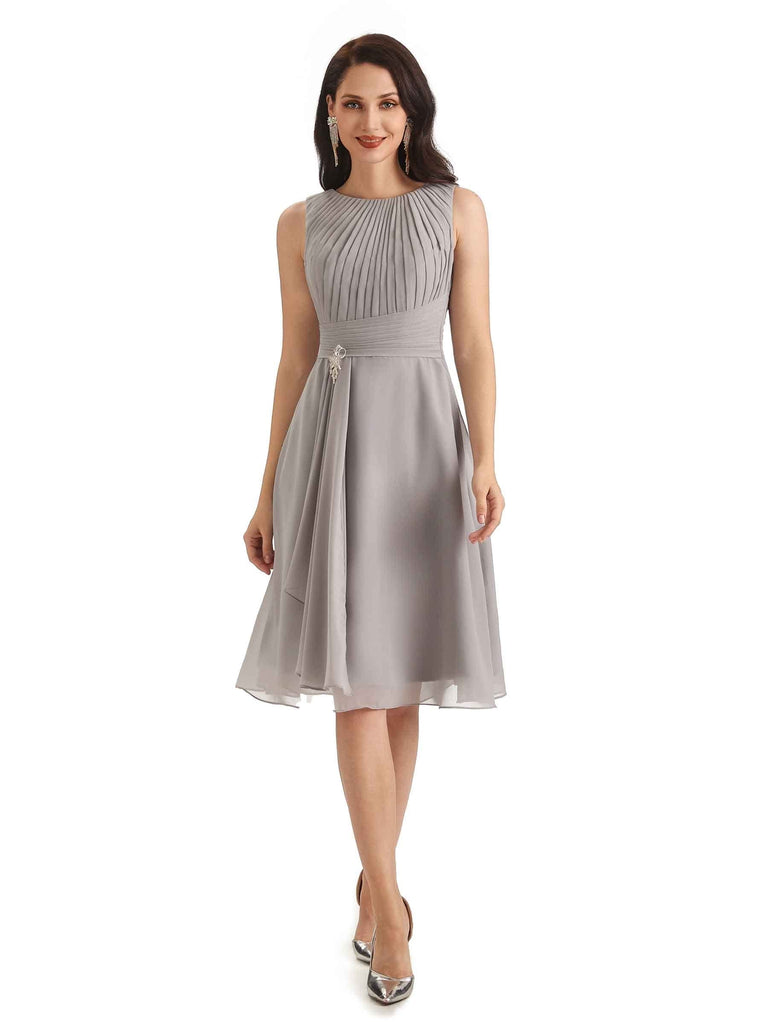 Elegant A-line Chiffon Knee-Length Short Mother of The Bride Dresses And Jacket Online Sale