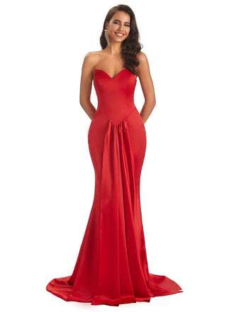 Sexy Soft Satin Sweetheart Floor-Length Sexy Mermaid Prom Dresses Online
