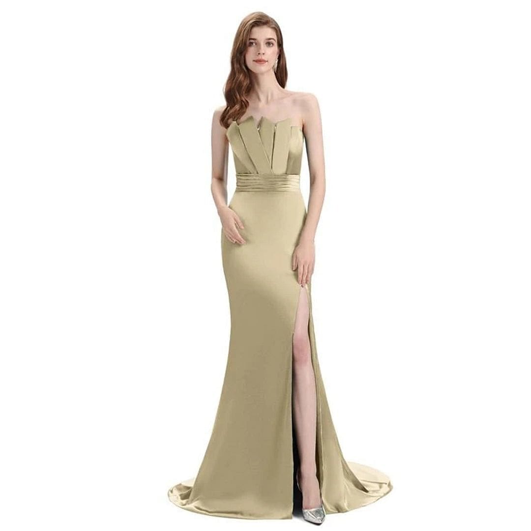 Sexy Soft Satin Mix and Match Champagne Mermaid Long Bridesmaid Dresses Online UK
