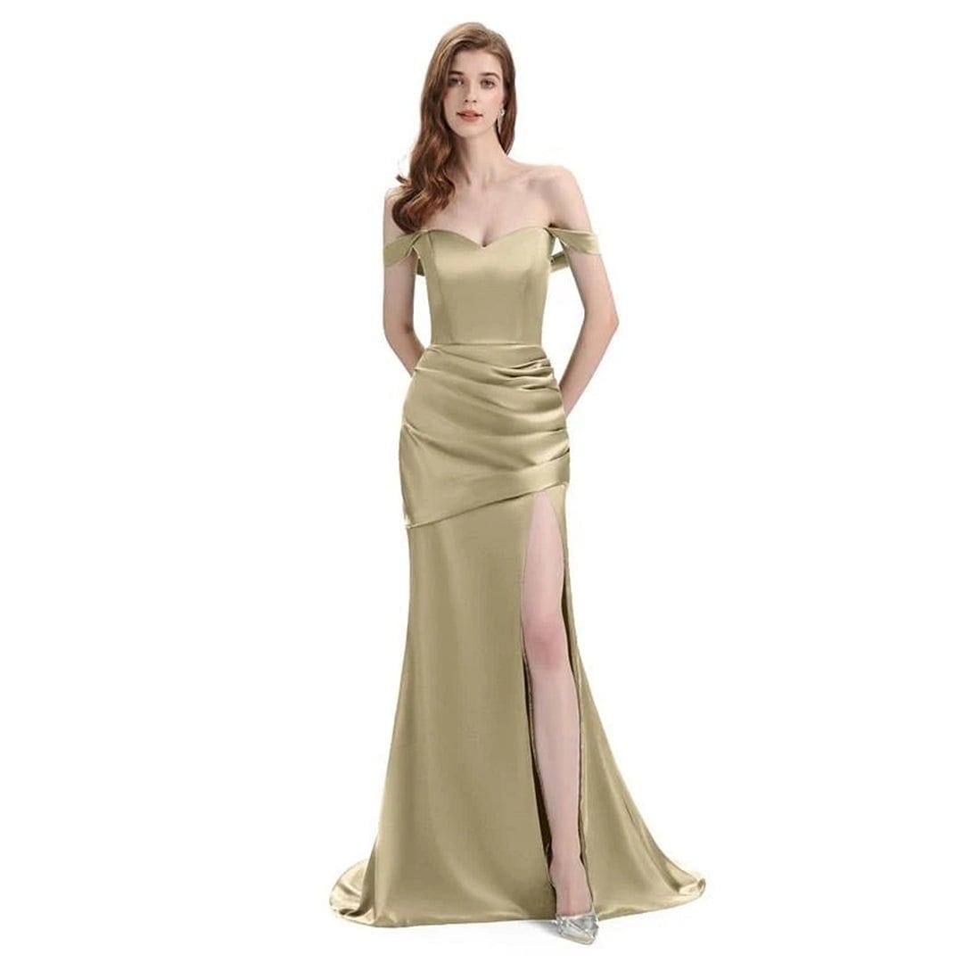 Sexy Soft Satin Mix and Match Champagne Mermaid Long Bridesmaid Dresses Online UK