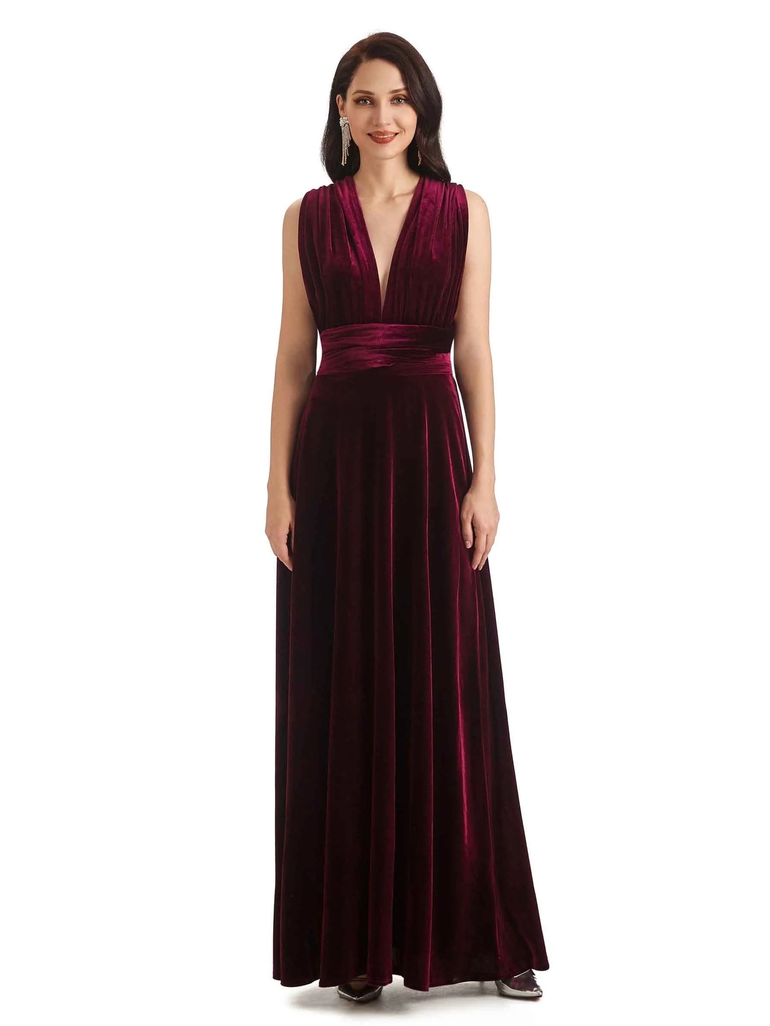 Convertible Sexy A-Line Velvet Long Prom Dresses Online