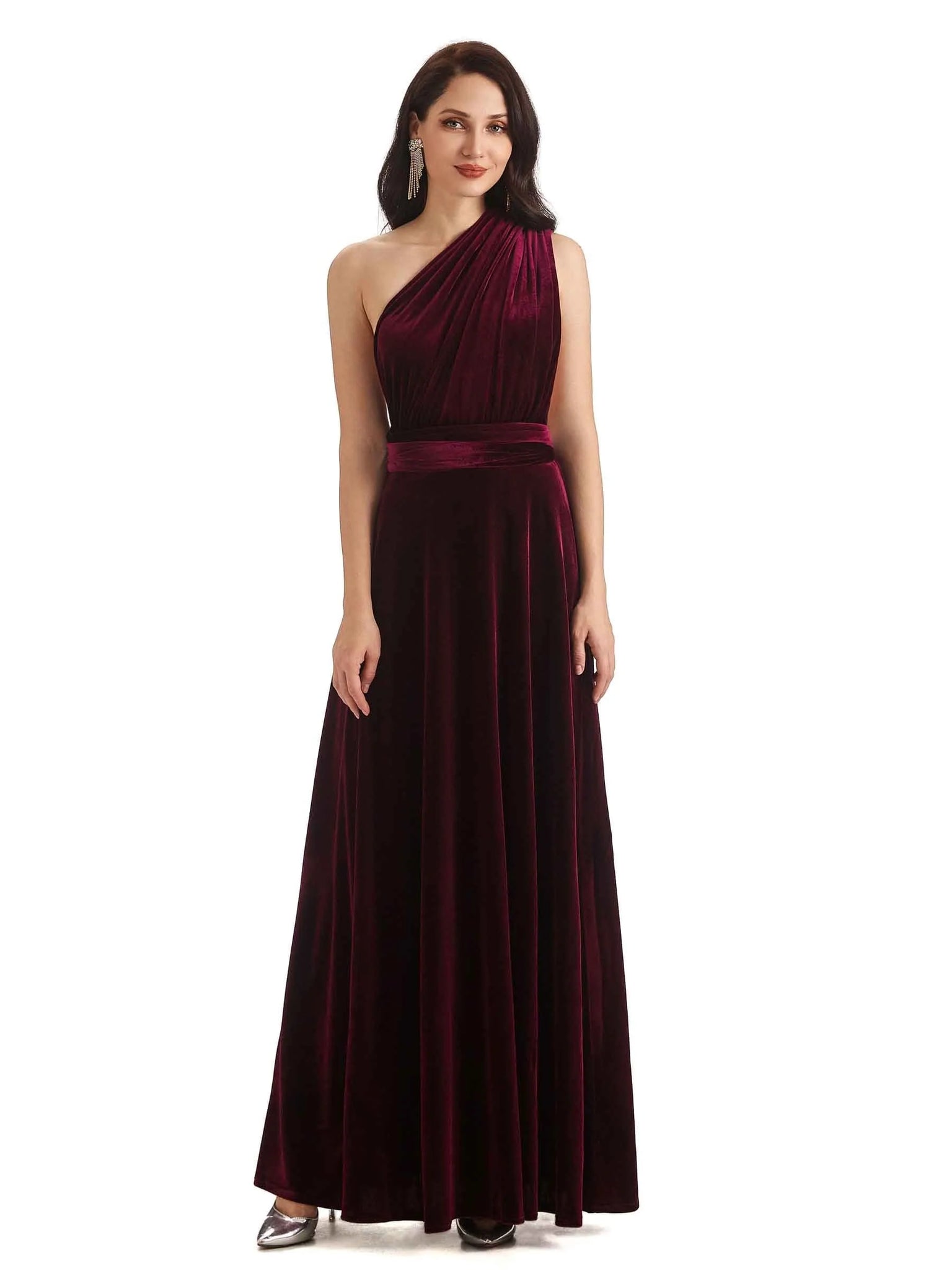 Convertible Sexy A-Line Velvet Long Prom Dresses Online