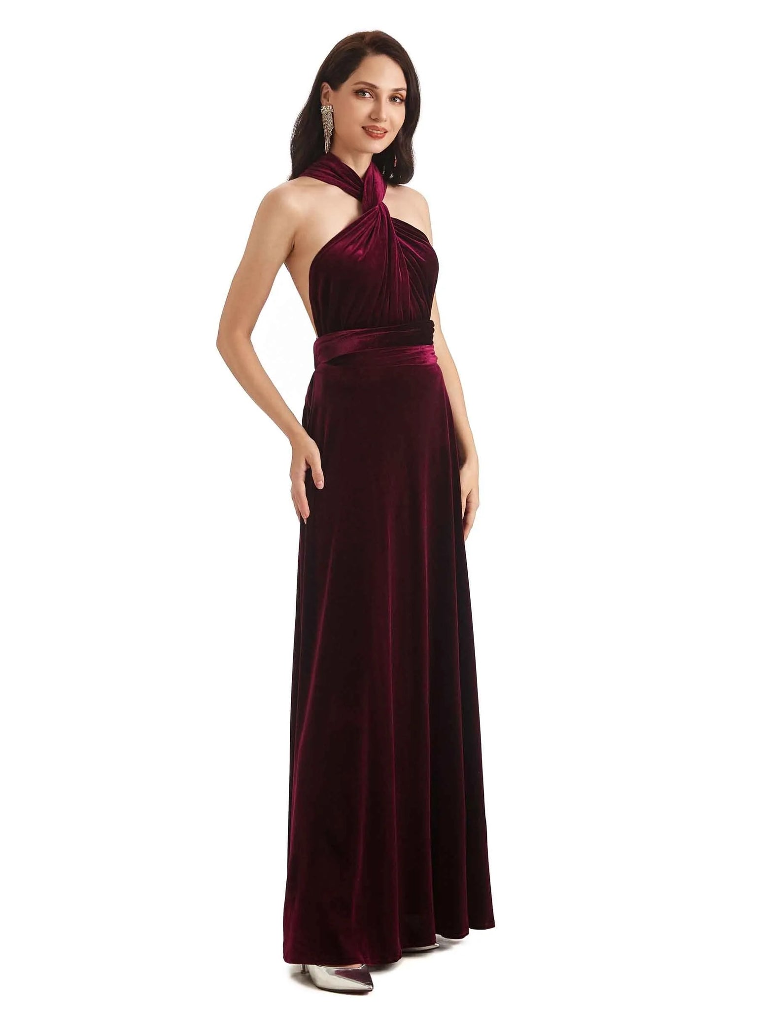 Convertible Sexy A-Line Velvet Long Prom Dresses Online