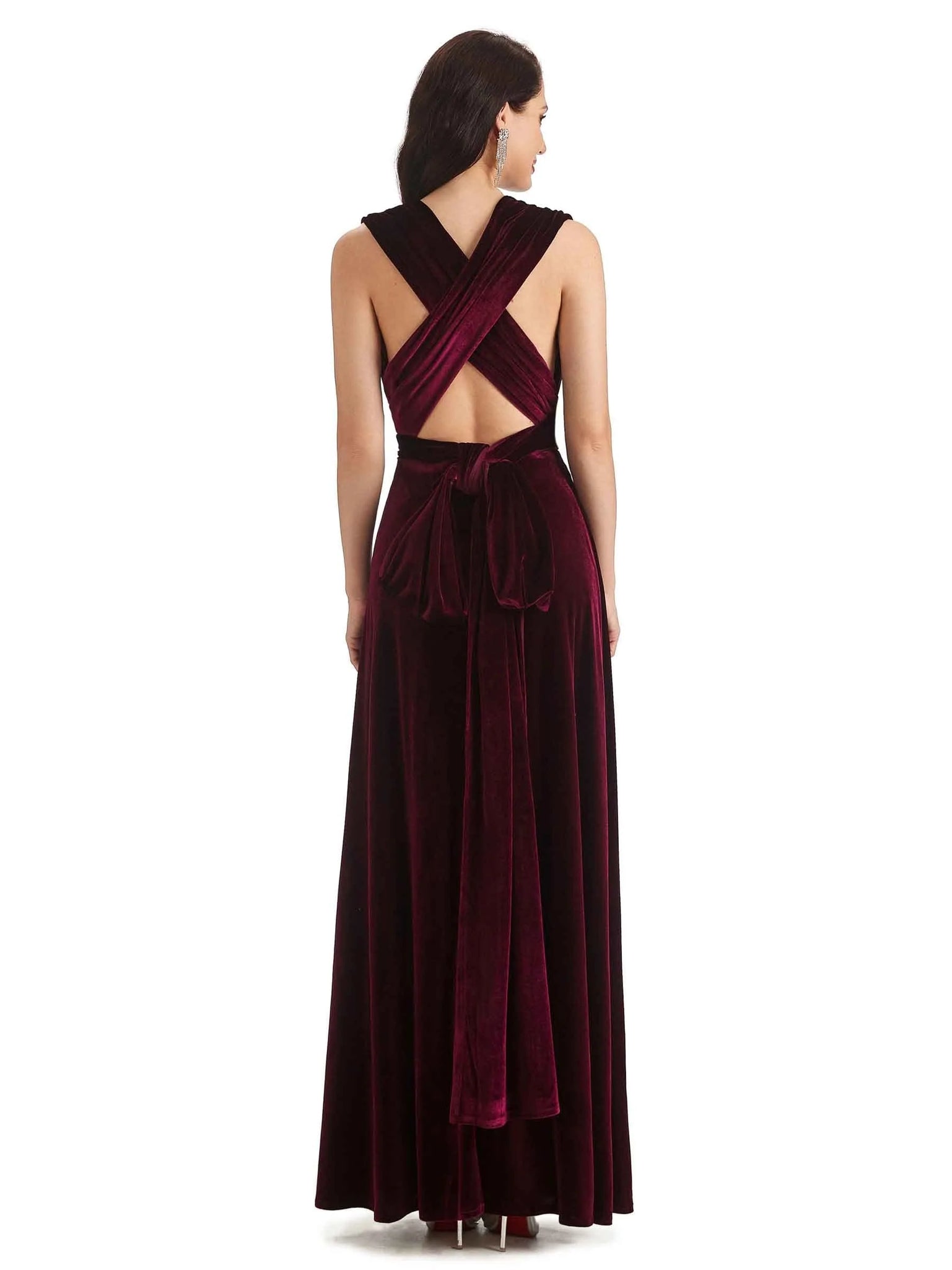 Convertible Sexy A-Line Velvet Long Prom Dresses Online