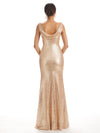 Sparkly Sequin V-neck Long Mermaid Bridesmaid Dresses Online Uk