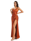 Sexy Soft Satin V-Neck Spaghetti Straps Side-Slit Floor-Length Prom Dresses
