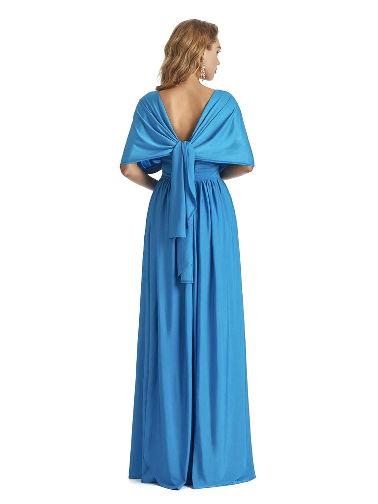 Convertible A-line Stretchy Jersey Maxi Long Formal Bridesmaid Dresses Online