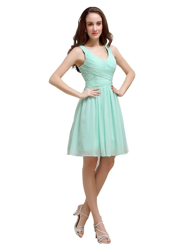 V-Neck Short A-Line Bridesmaid Dresses