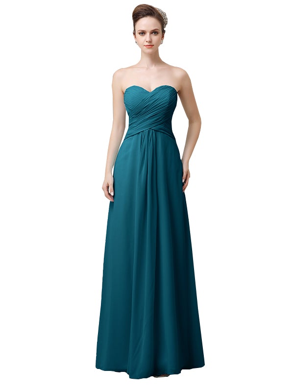Pretty Sweetheart A-line Chiffon Long Floor-Length Bridesmaid Dresses