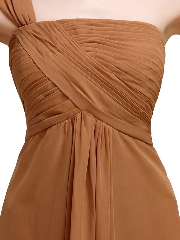 A-line One-shoulder Long Chiffon Bridesmaid Dresses