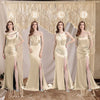 Sexy Soft Satin Mix and Match Champagne Mermaid Long Bridesmaid Dresses Online UK