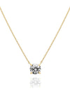 14K Gold Plated Crystal Solitaire 1.5 Carat CZ Dainty Choker Necklace for Women