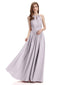 A-Line Halter Chiffon Pleats Floor Length Bridesmaid Dresses