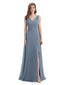 A-line Sleeveless V-Neck Side Slit Floor-Length Bridesmaid Dresses
