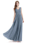 Simple V-neck Chiffon Floor-Length Wedding Guest Dresses Long Bridesmaid Dresses - Sale