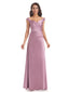 Elegant Soft Satin Off the Shoulder Long Bridesmaid Dresses UK Online