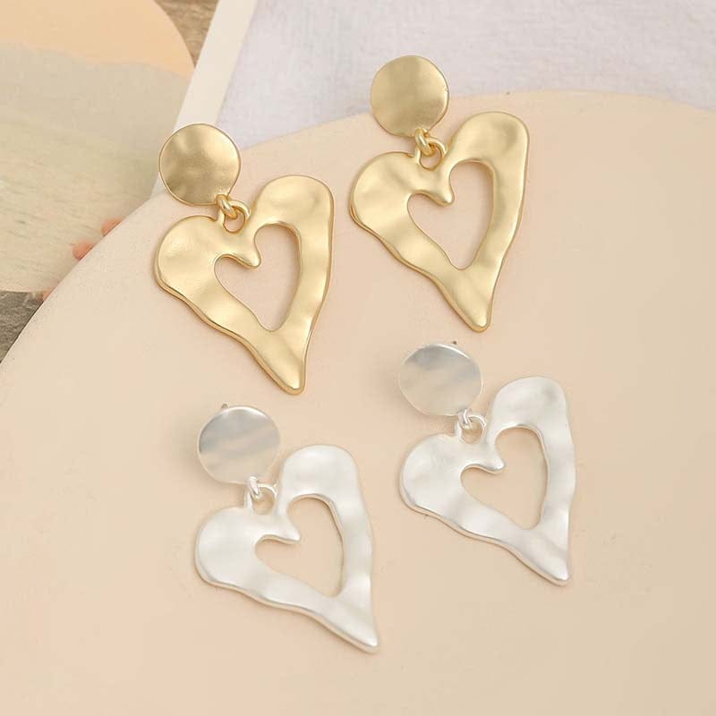 Earrings Cross-border Silver Or Gold Fashion Heart All-match High-end Women's Earrings