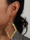 Fashion Geometric Colorful individual Metal Diamond Shape Earrings